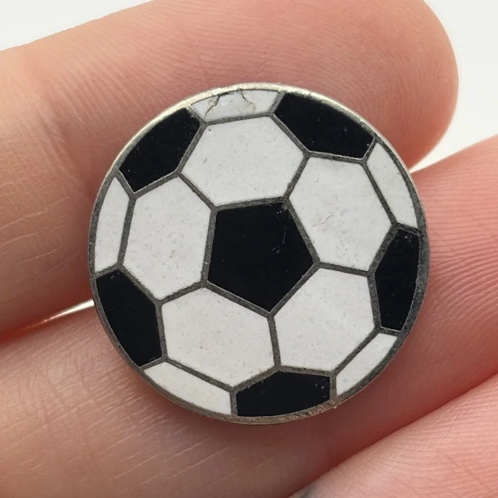 Soccer Ball Sport Football Enamel Lapel Hat Pin MAFCO Black White